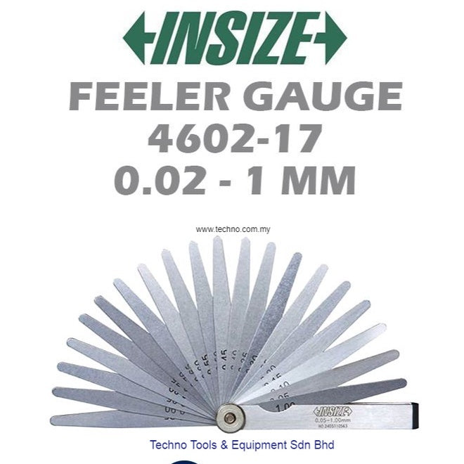 INSIZE 4602-17 FEELER GAUGE 0.02-1mm