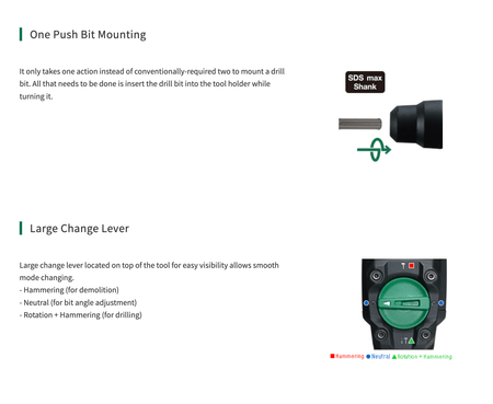 HiKOKI DH40MC 40mm (1-9/16") Rotary Hammer | 1100W Power Tool HIKOKI