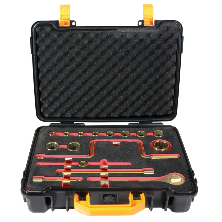 Kennedy KEN5757500K aluminium bronze spark-resistant socket set in open hard carry case