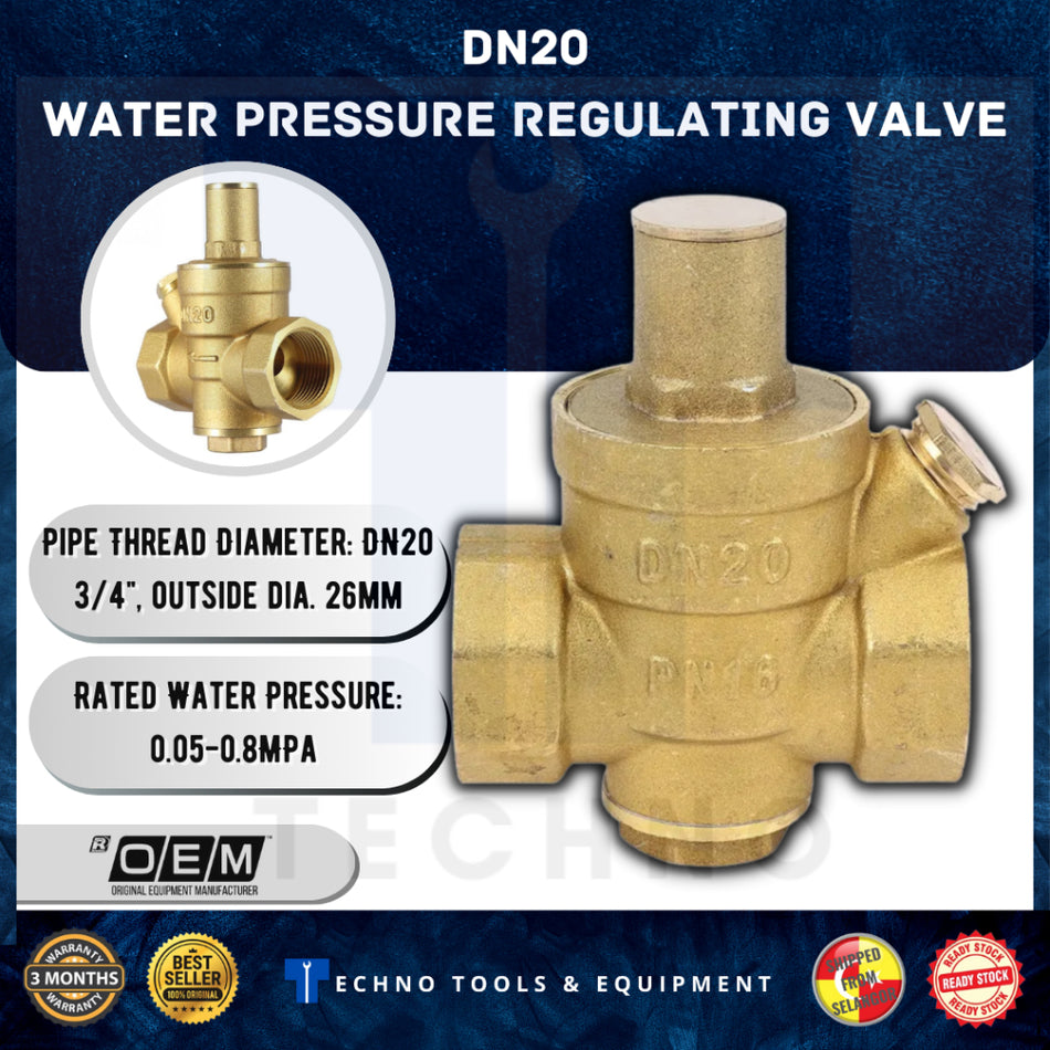 OEM DN15 1/2" DN20 3/4"/ DN25 1" Adjustable Water Pressure Reducing Regulator Valve 1.6MPa | 100% New & Ori + Warranty