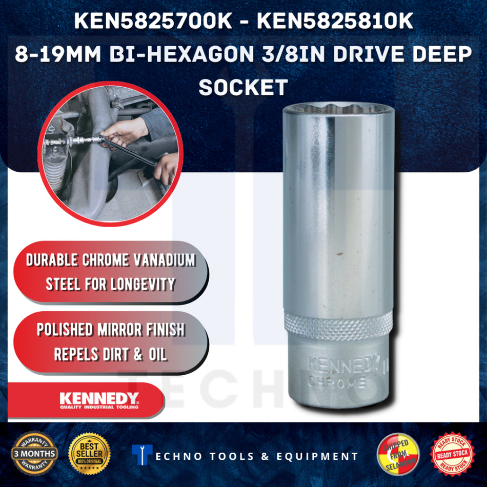 KENNEDY 8-19mm DEEP SOCKET 3/8" SQDR KEN5825700K - KEN5825810K