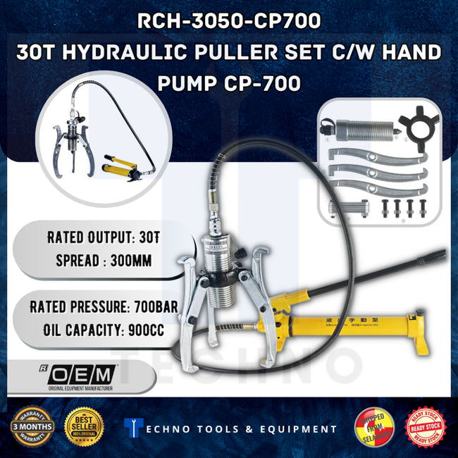 30Ton Hydraulic Puller Set c/w Hand Pump