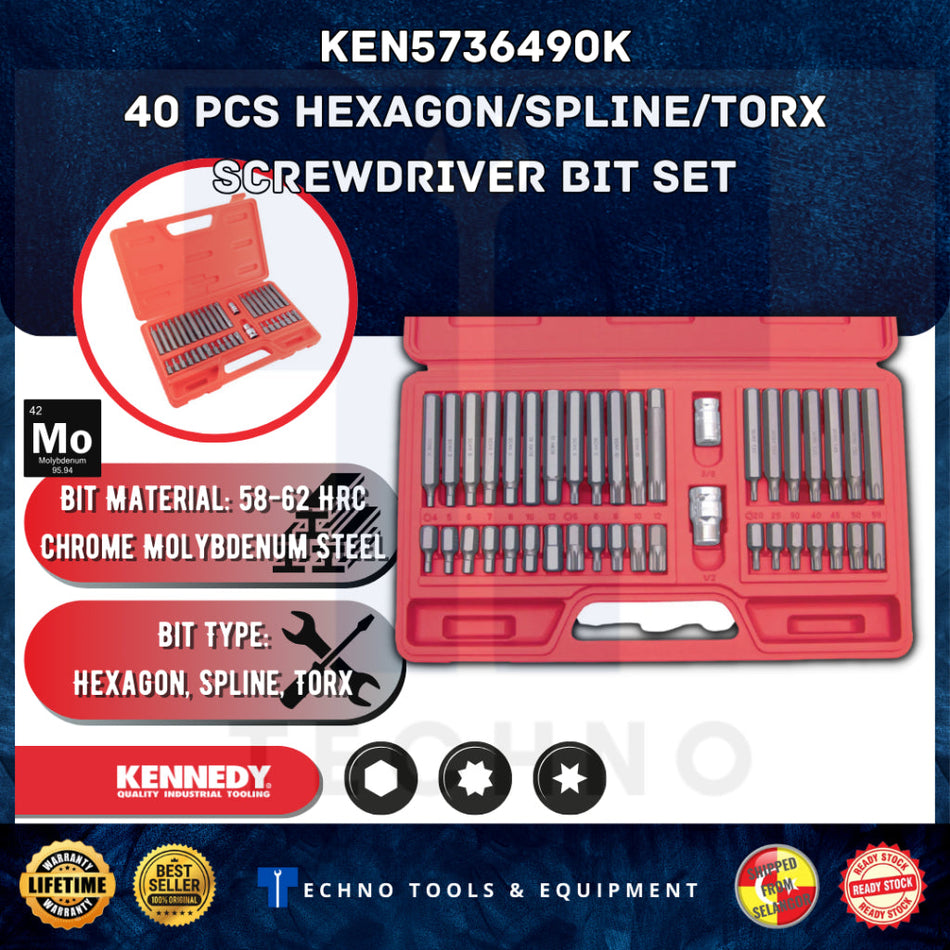 Kennedy Torx, Hex & Spline Impact Bit Set 40 Piece KEN5736490K KENNEDY