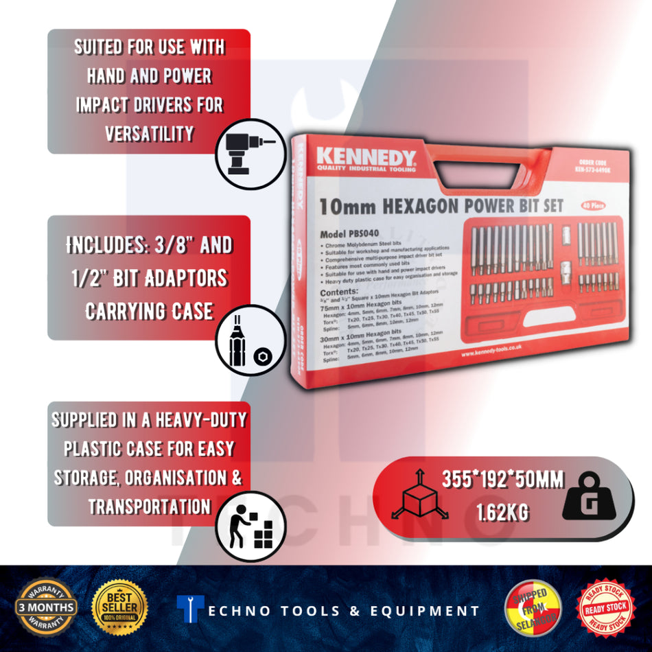 Kennedy  KEN5736490K 40 Pieces Hexagon/Spline/Torx Screwdriver Bit Set