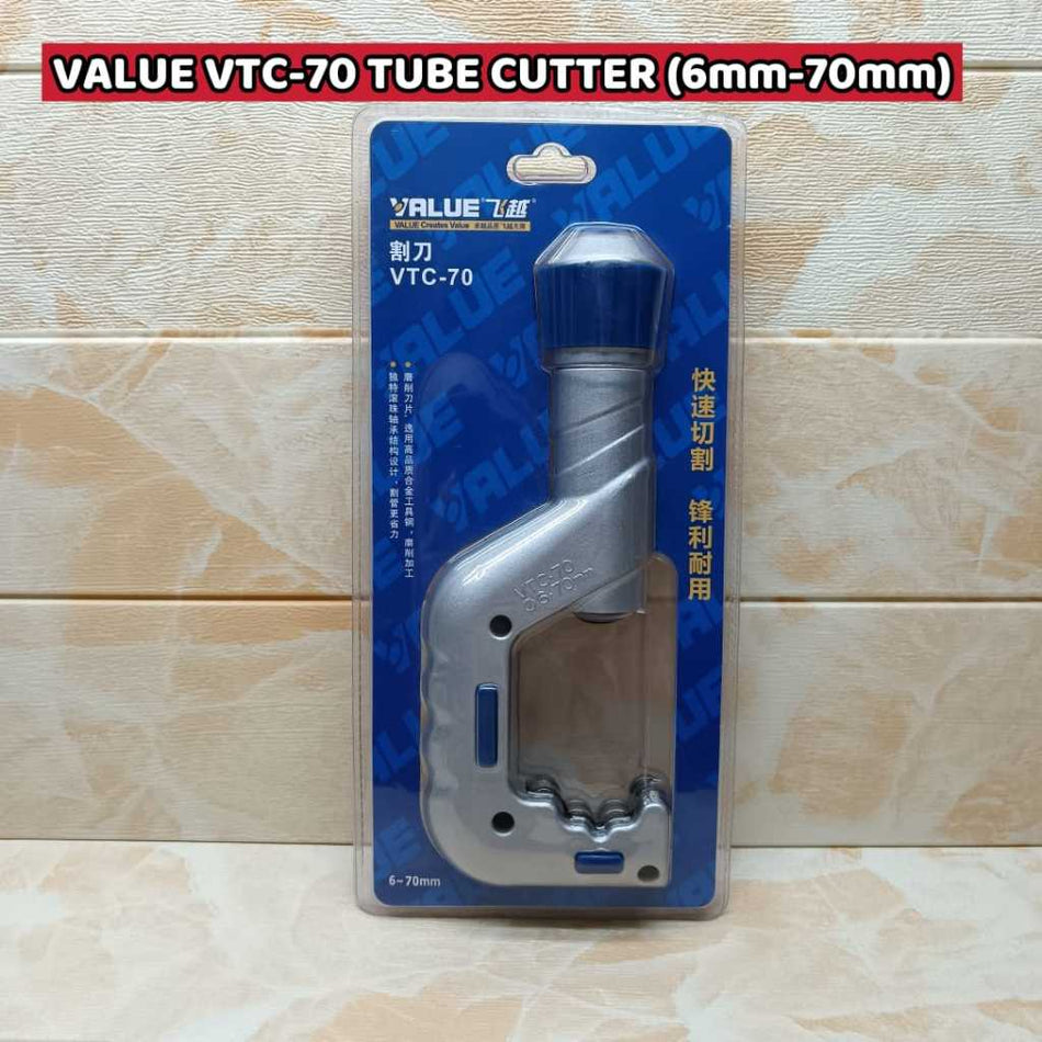 VALUE VTC-70 tube cutter big size(1/4-2-5/8)(6mm-70mm)tool alat potong paip tembaga airconditioner pipe cutter deburring Techno Tools & Equipment