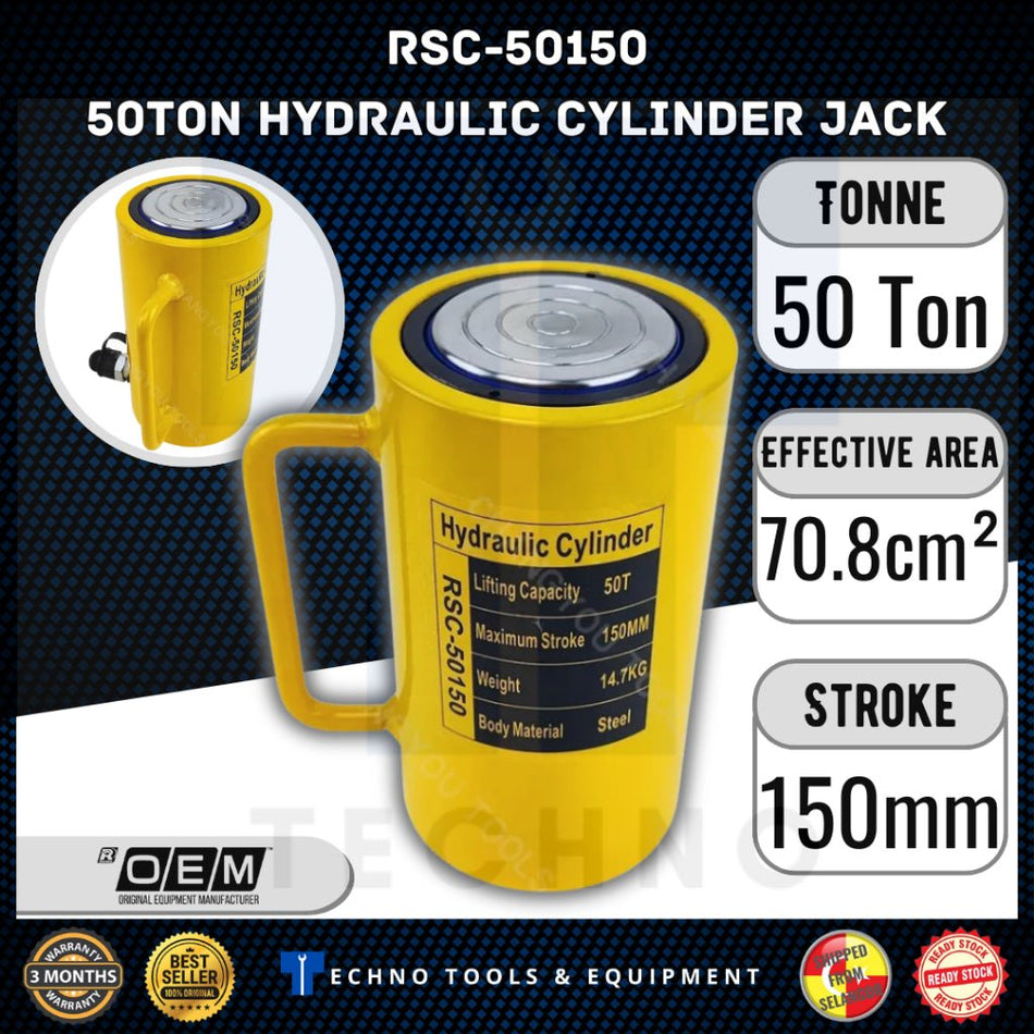 RSC-50100 / RSC-50150 Long Type Hydraulic Cylinder 50T 100% New & Original | 3 Months Warranty Techno Tools & Equipment