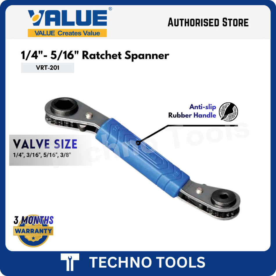 VALUE VRT-201 1/4"- 5/16" Ratchet Spanner | 3 Months Warranty VALUE