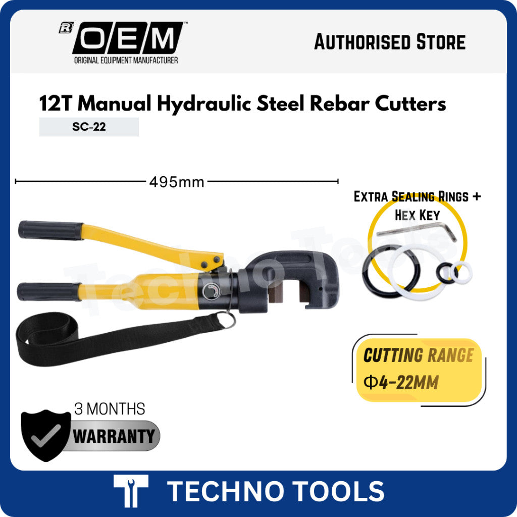 Φ12/16/22mm 6/8/12T Manual Hydraulic Steel Rebar Cutters 3 Months Warranty | SC-12/SC-16/SC-22 OEM