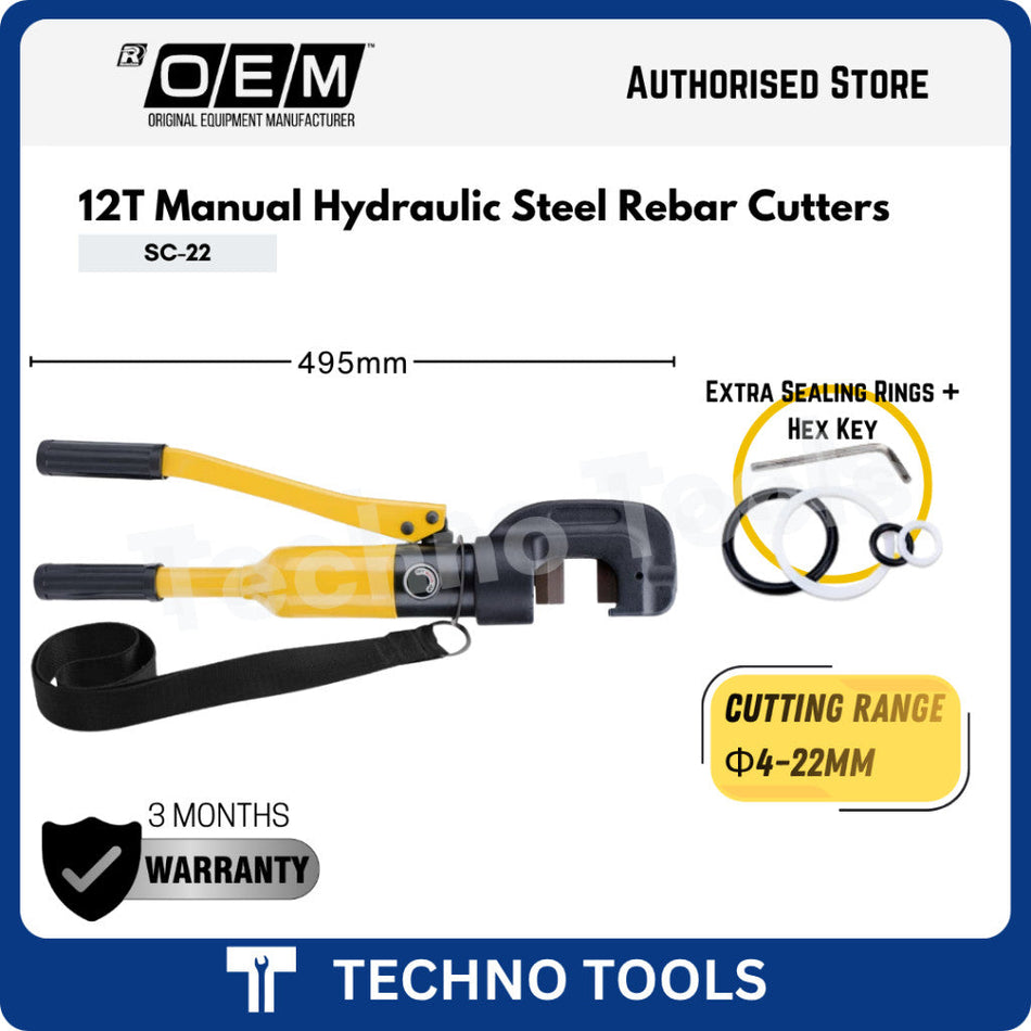 Φ12/16/22mm 6/8/12T Manual Hydraulic Steel Rebar Cutters 3 Months Warranty | SC-12/SC-16/SC-22 OEM