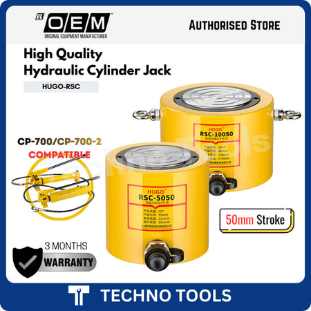 (PRE-ORDER ) HUGO High Quality 50T/100T Low Height Ultra Thin Hydraulic Cylinder Jack | FPY / RSC 3 Months Warranty OEM