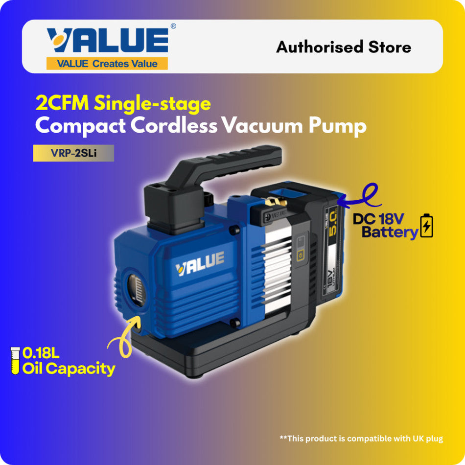 VALUE VRP-2SLi 2CFM Single-stage compact cordless vacuum pump | 100% New & Original VALUE