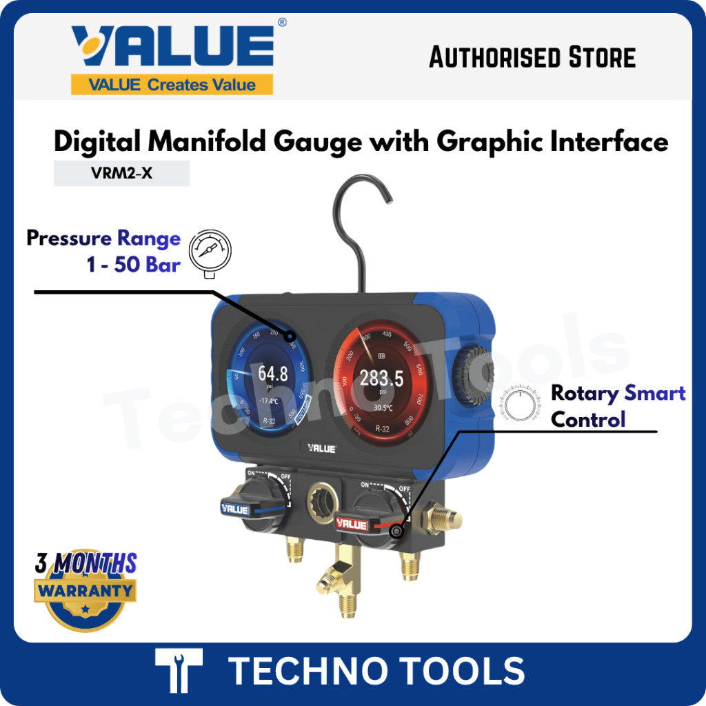 VALUE VRM2-X NEXT Generation Digital Manifold Gauge with HD Colour Graphic Interface | 3 Months Warranty VALUE