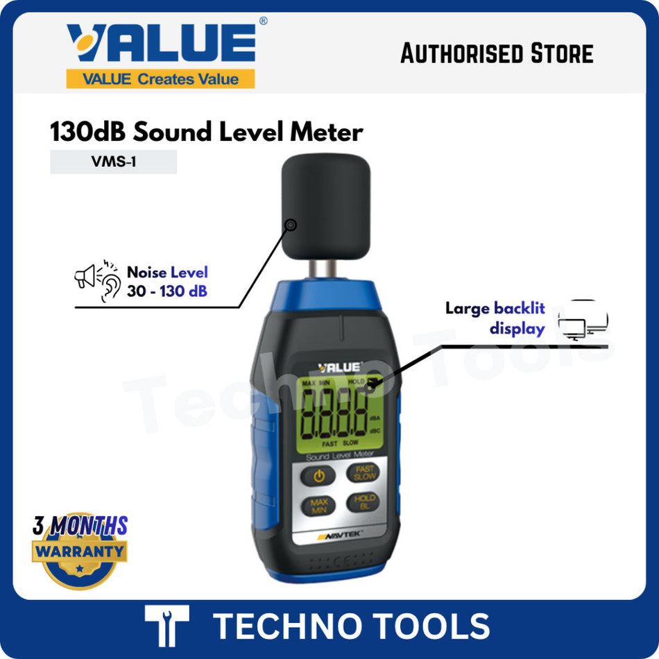 VALUE VMS-1 Sound Level Meter | 3 Months Warranty VALUE