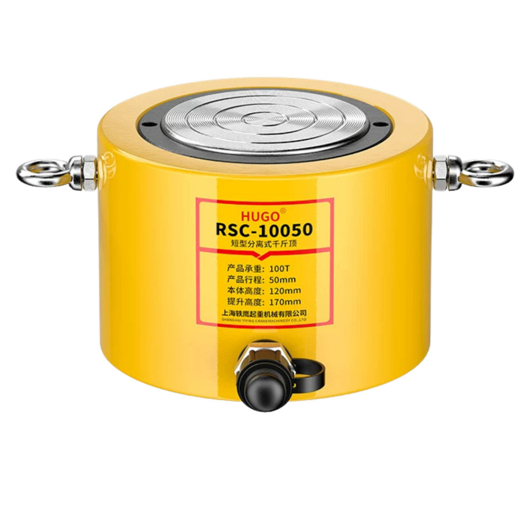 (PRE-ORDER ) HUGO High Quality 50T/100T Low Height Ultra Thin Hydraulic Cylinder Jack | FPY / RSC 3 Months Warranty OEM