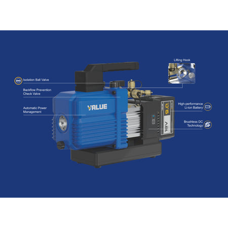 VALUE VRP-6DLi 6CFM Dual Stage Li-battery Vacuum Pump | 100% New & Original VALUE
