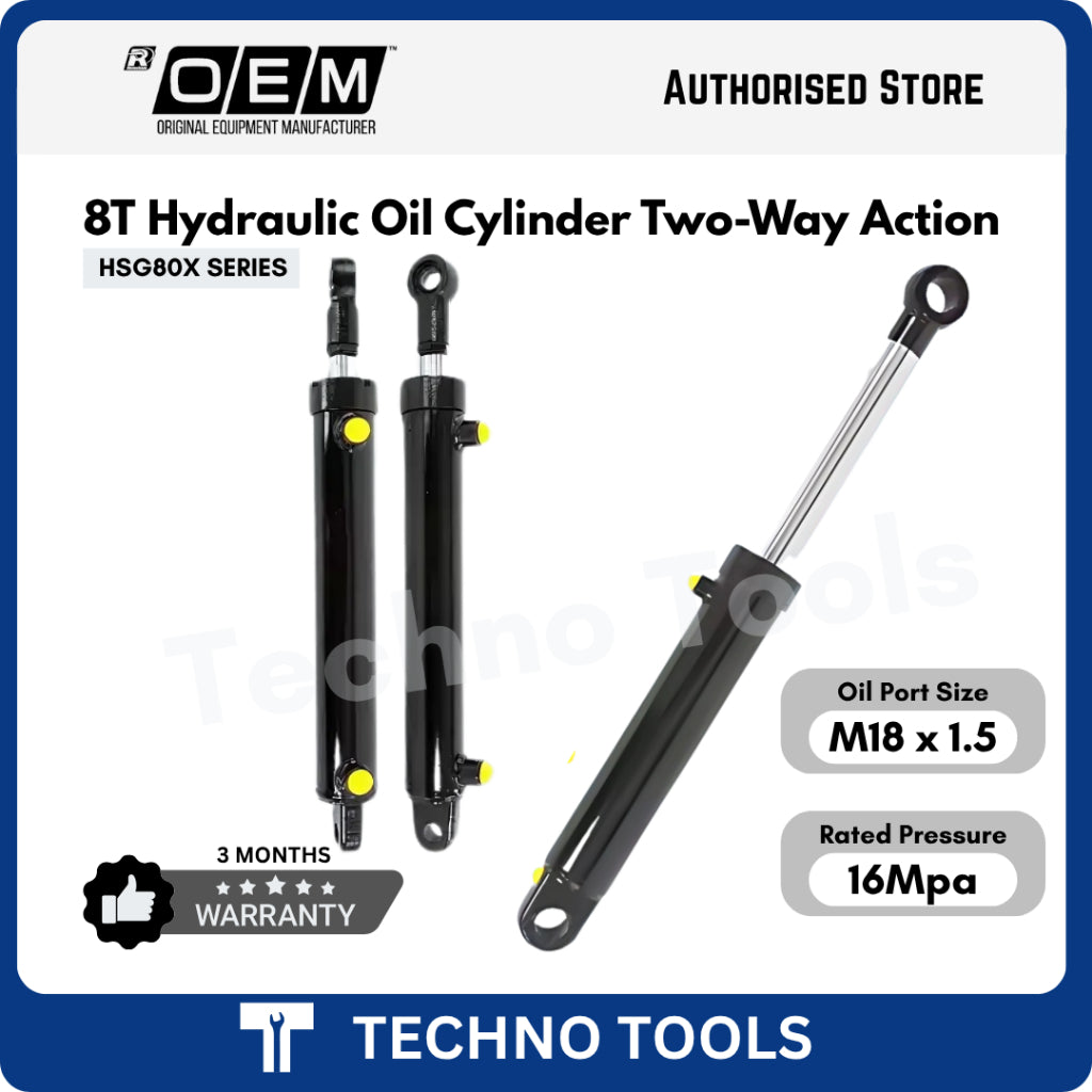 100-500mm Stroke Hydraulic Oil Cylinder Heavy Duty Bidirectional Lifting 8 Tonnage HSG | 3 Months Warranty OEM
