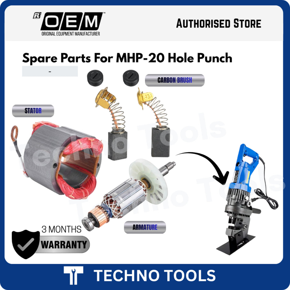 Spare Parts For MHP-20 Hole Punch | Carbon Brush | Armature | Stator | 3 Months Warranty