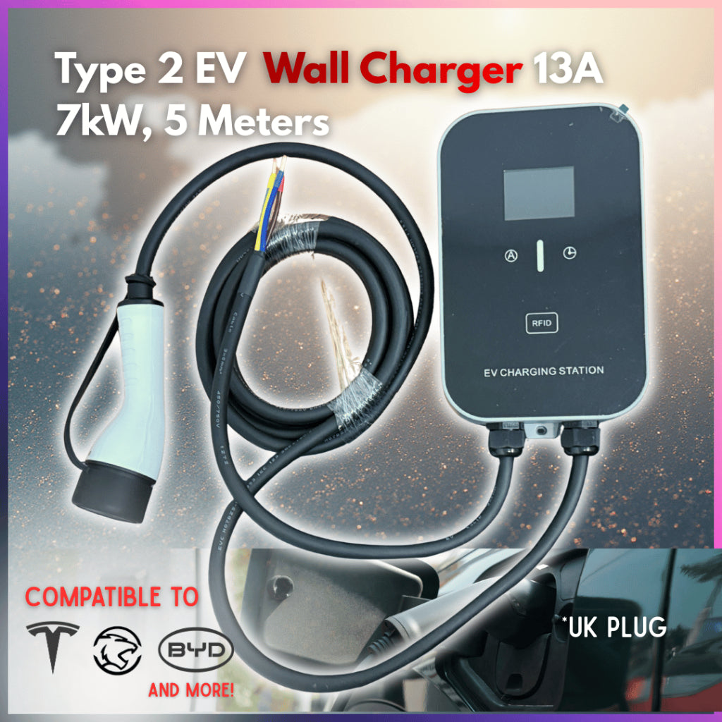 Type 2 EV AC Charging Station / Wall Charger 5 Meter 7kW ~ 3 Months Warranty OEM