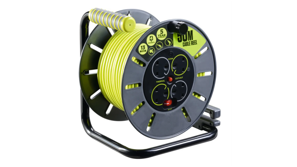 RS PRO 50m 4 Socket Type G - British Cable Reel, 240 V RS PRO