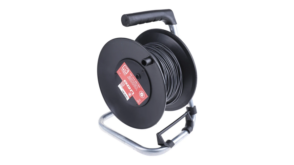 RS PRO Black Test Lead Extension Reel, 50m Cable Length, CAT II 1000 V safety category