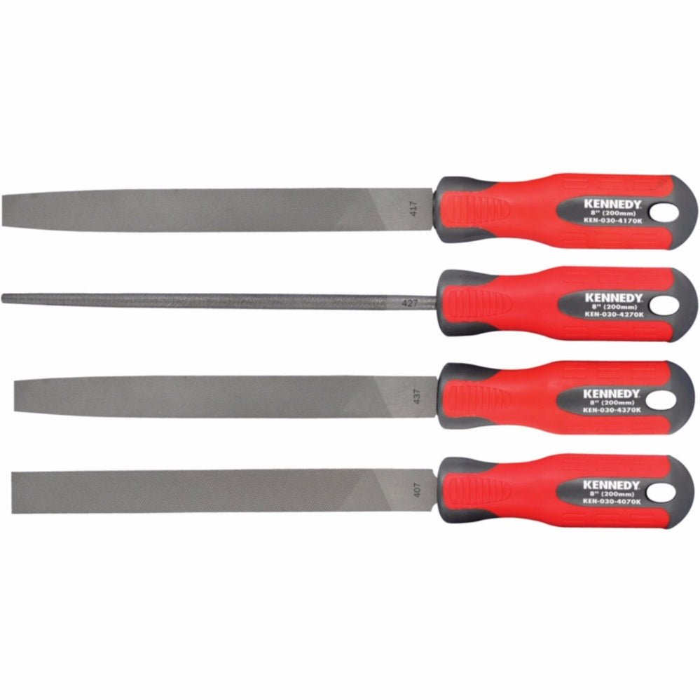 Kennedy Engineers File Set with Handles From 6in to 10in, 4 piece KENNEDY