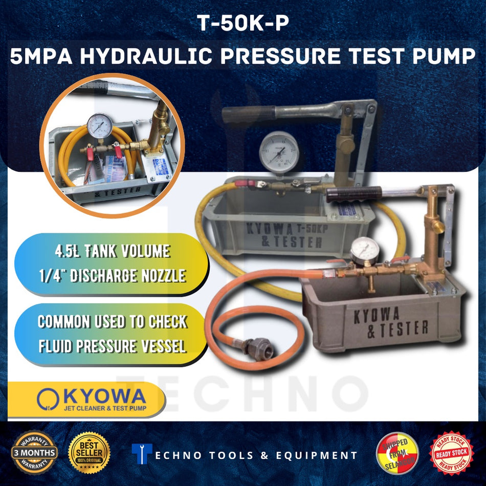 KYOWA T50KP Hydraulic Pressure Hand Test Pump, 50Bars, 3.3kg (Made in Japan)