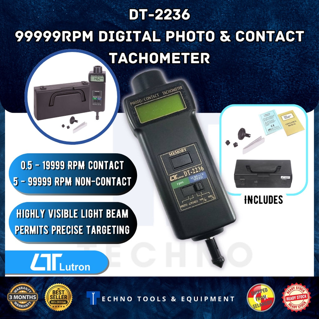 Lutron DT-2236 Portable Digital Photo & Contact Tachometer LUTRON