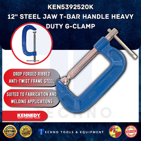 Kennedy Extra Heavy Duty G-Clamp From 10in to 12in, copper screw KENNEDY
