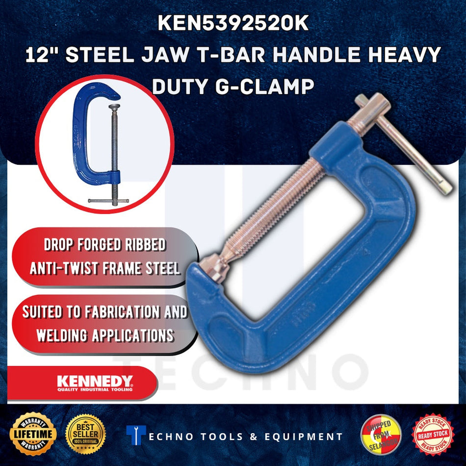 Kennedy Extra Heavy Duty G-Clamp From 10in to 12in, copper screw KENNEDY