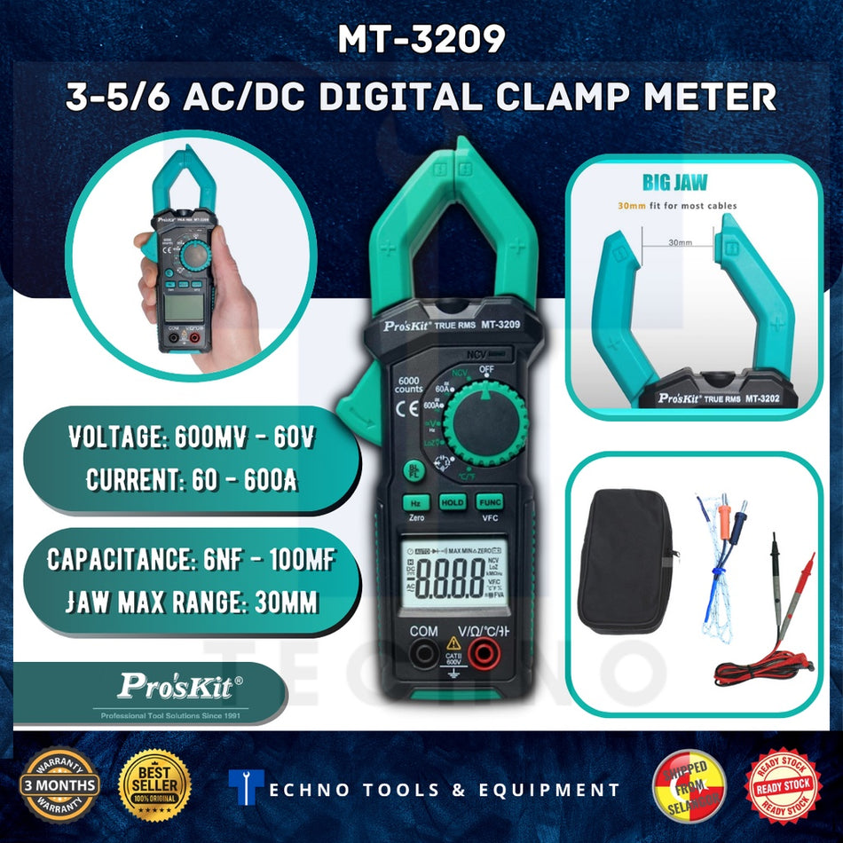 Pro'sKit MT-3209 3-5/6 AC/DC Digital Clamp Meter