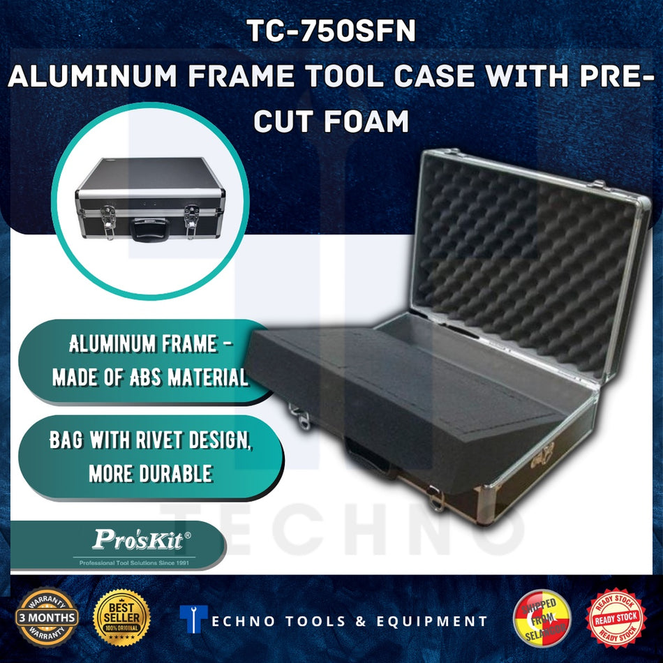 Pro'sKit TC-750SFN Aluminum Frame Tool Case With Pre-Cut Foam