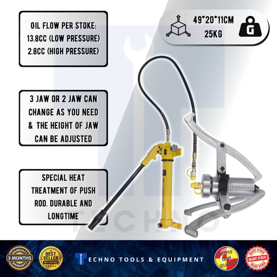 20Ton Hydraulic Puller Set c/w Hand Pump - 100% New & Orignal Techno Tools & Equipment