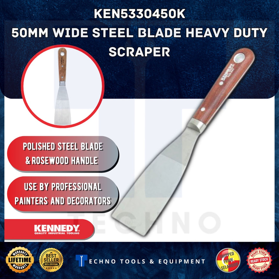 KENNEDY KEN5330450K 50mm Wide Steel Blade Decorators Heavy Duty Scraper with Scale Tang