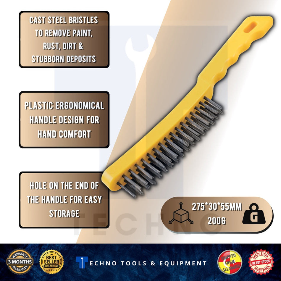 COTSWOLD COT9066400K 4-ROW PLASTIC HANDLE WIRE SCRATCH BRUSH COSTWOLD