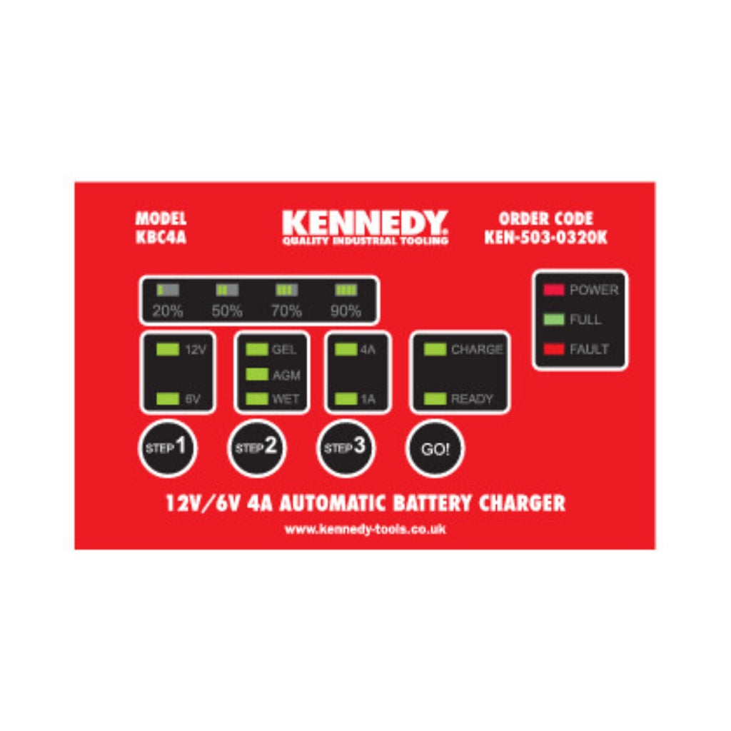 Kennedy Automatic Battery Charger 6/12V 4A KEN5030320K KENNEDY