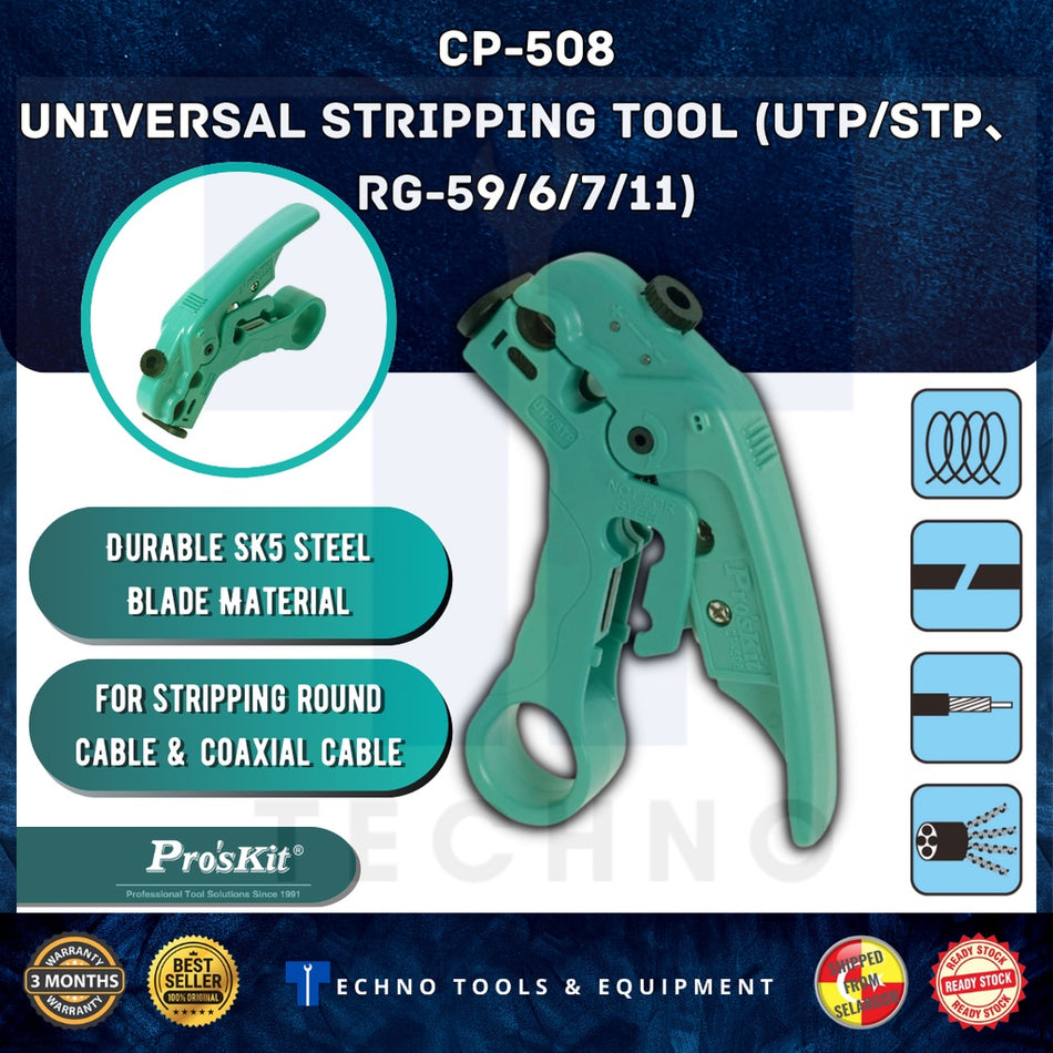 Pro'skit CP-508 Universal Stripping Tool (UTP/STP、RG-59/6/7/11)