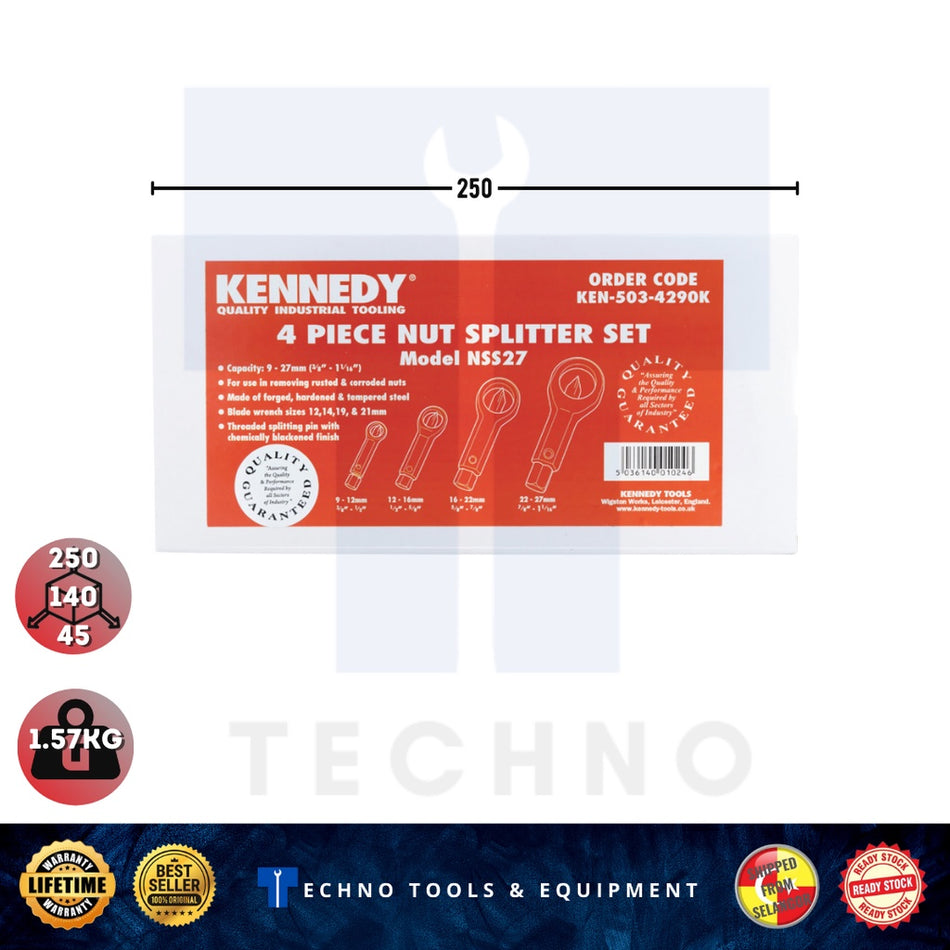 KENNEDY KEN5034290K 4 Pcs 9-27mm STEEL NUT SPLITTERS