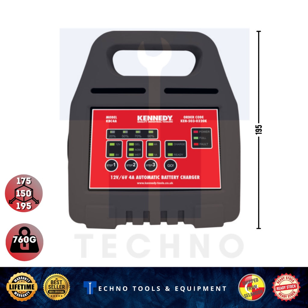 Kennedy Automatic Battery Charger 6/12V 4A KEN5030320K KENNEDY