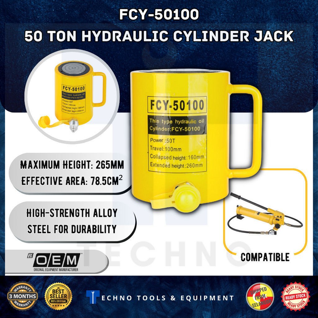 RSC-50100 / RSC-50150 Long Type Hydraulic Cylinder 50T 100% New & Original | 3 Months Warranty Techno Tools & Equipment