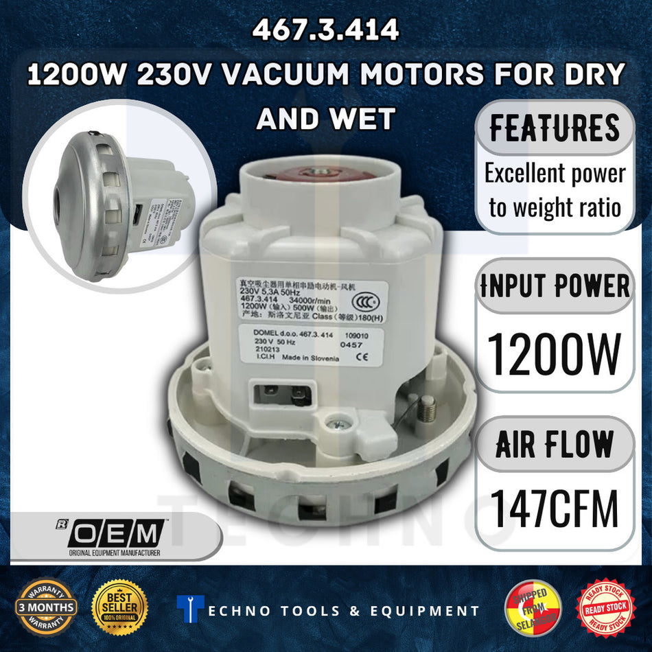 DOMEL 467.3.414 1200W 230V VACUUM MOTORS FOR DRY AND WET