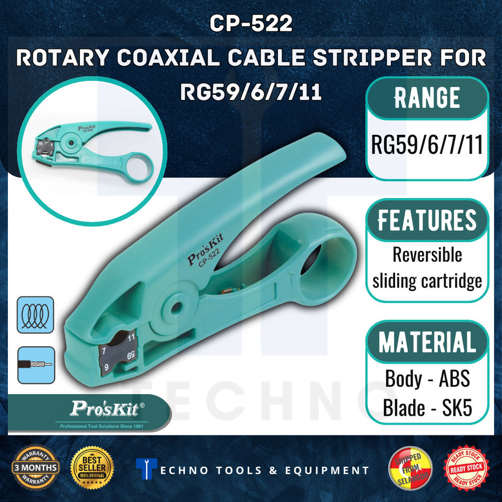 PRO'SKIT CP-522 Rotary Coaxial Cable Stripper For RG59/6/7/11 PRO'SKIT