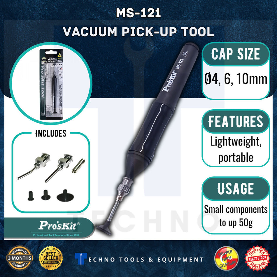 PRO'SKIT MS-121 Vacuum Pick-Up Tool 4, 6, 10mm Diameter Caps