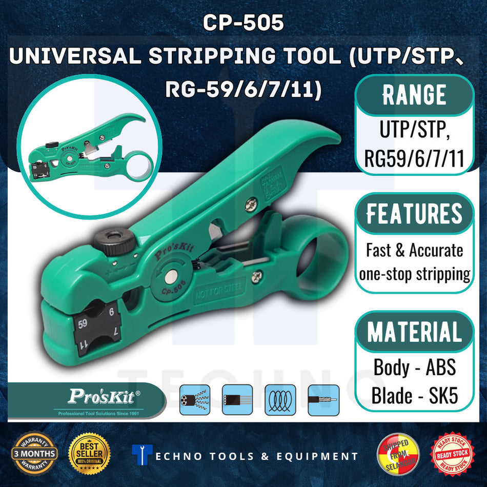 PRO'SKIT CP-505 Universal Stripping Tool (UTP/STP, RG-59/6/7/11)