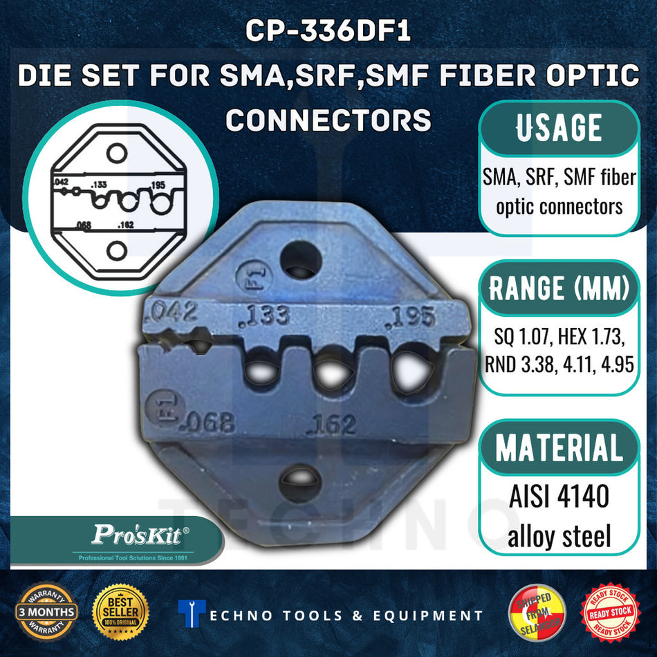 PRO'SKIT CP-336DF1 Die Set For SMA,SRF,SMF Fiber Optic Connectors