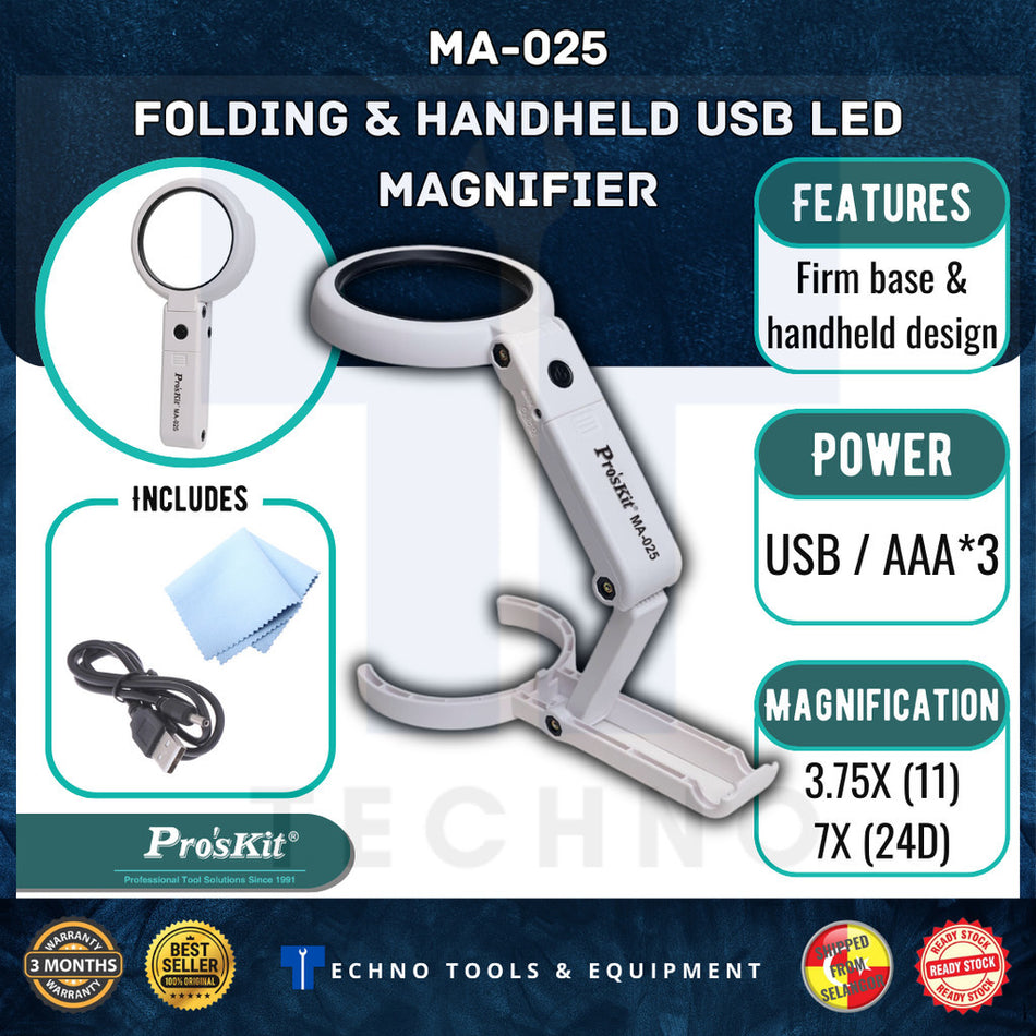 Pro'skit MA-025 Folding & Handheld USB LED Magnifier