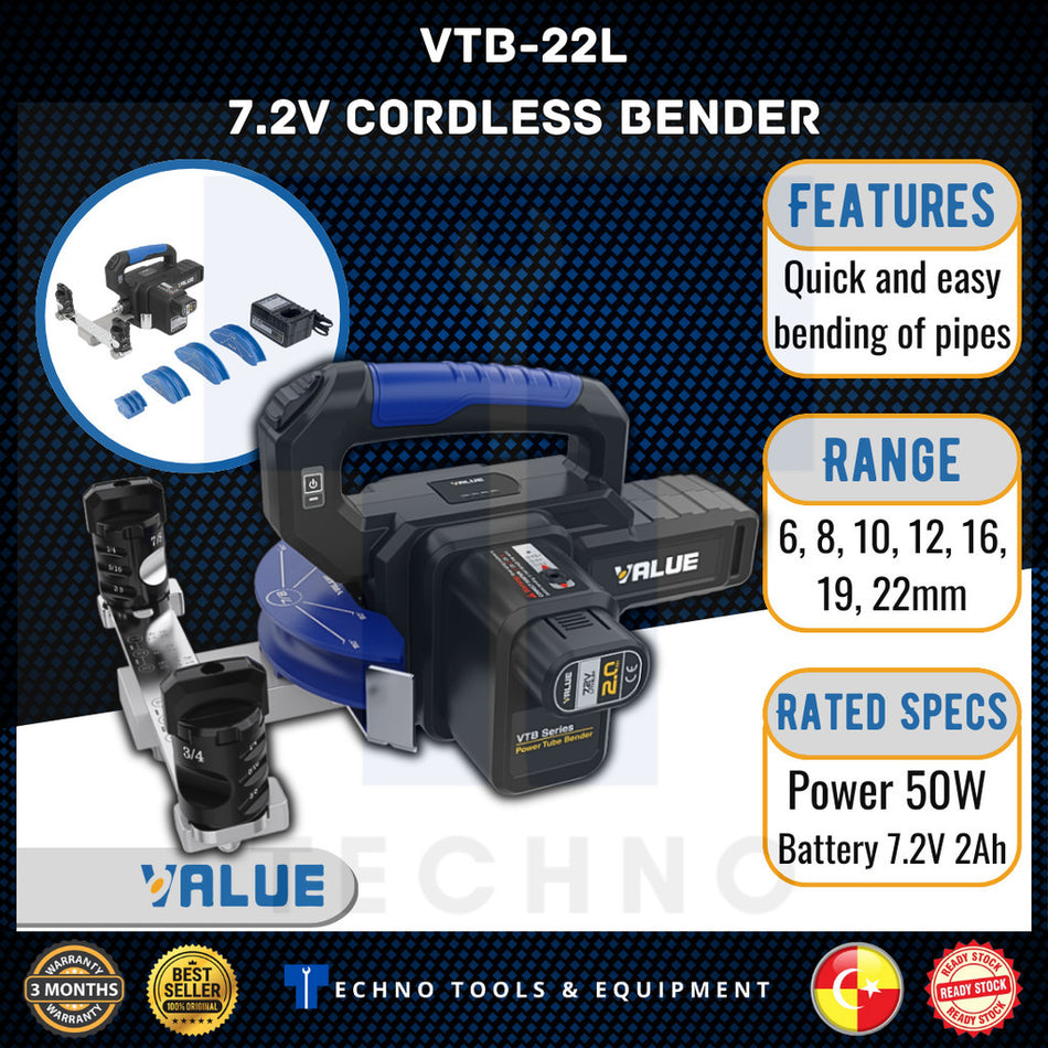 VALUE TF-VTB22L Self-Contained Battery-Powered Tube Bender