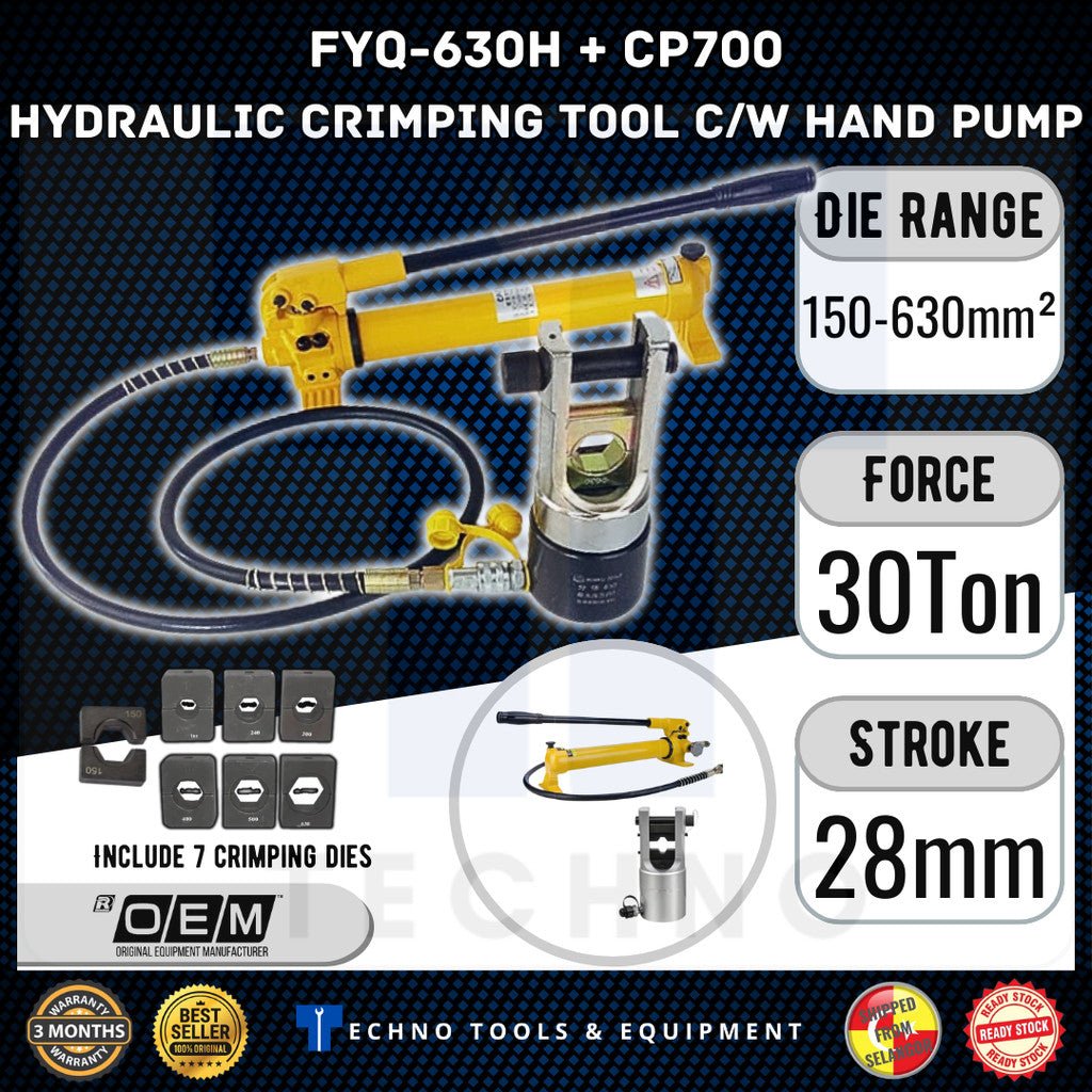 HYDRAULIC CRIMPING TOOL C/W HAND PUMP (FYQ-630H + CP700) Techno Tools & Equipment