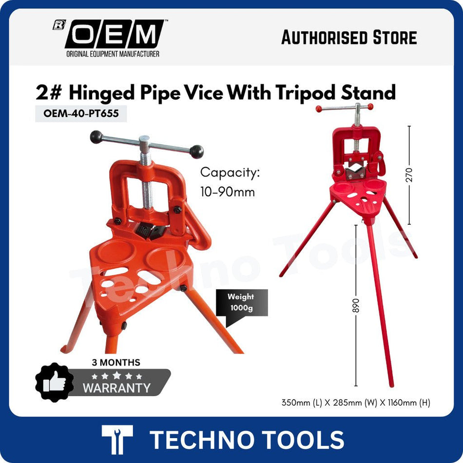 OEM-40-PT655 - 2# Hinged Pipe Vice With Tripod Stand | 3 Months Warranty
