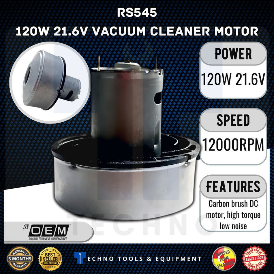 OEM RS545 120W Vacuum Cleaner Motor 21.6V | 130W | Adapts Han Mrs. VC806 / 812 Accessories | 3 Months Warranty