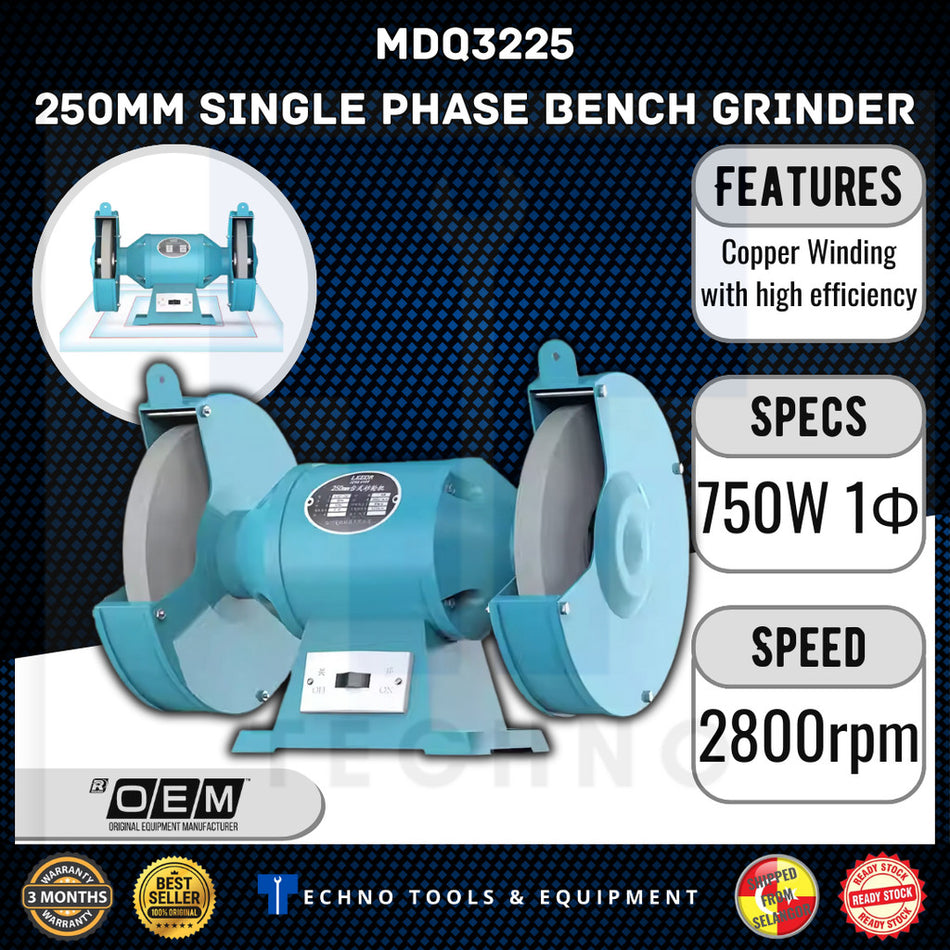 MDQ3225 250mm 750W Single Phase Industrial Bench Grinder